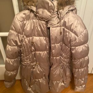 Metallic rose Bebe winter puffer jacket